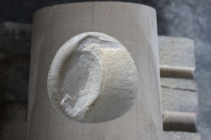 starting carving a heron in stone