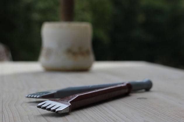 stone carving chisels and mallet