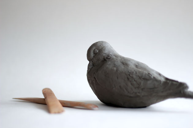 Clay maquette for Turtle Dove sculpture