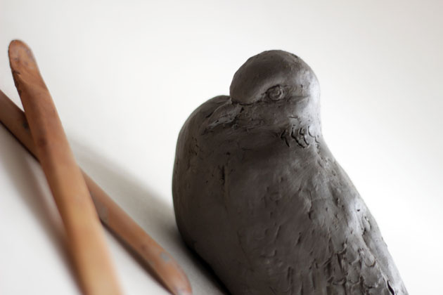 clay model for Turtle Dove sculpture