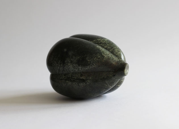 Stone seed pod sculpture