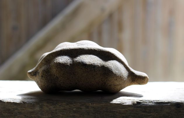 Seed pod sculpture carved in sandstone