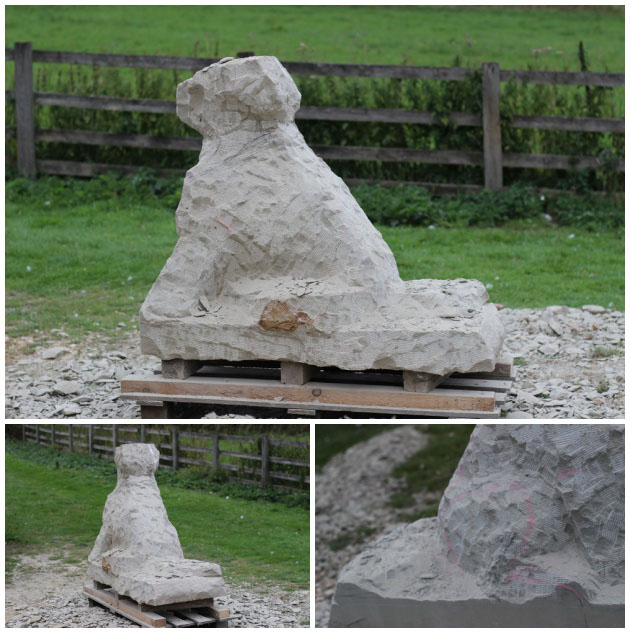 Stages of carving my dog sculpture