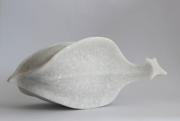 White Dolomite marble seed pod sculpture