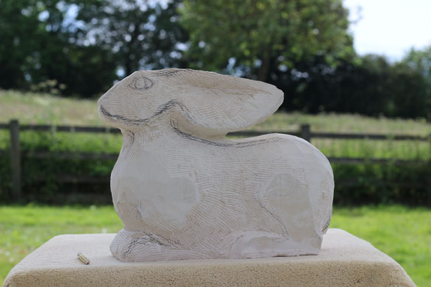 Hare sculpture carving progress