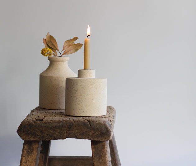 Candlestick in stone