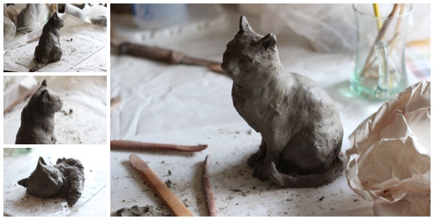 clay models for cat sculpture