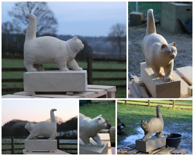 cat sculpture carving stages