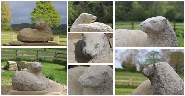 stages of carving an otter in stone