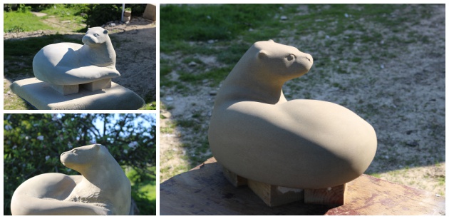 finishing my otter sculpture