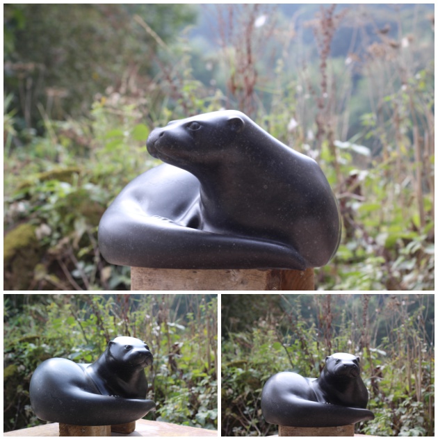 finishing stages of otter sculpture