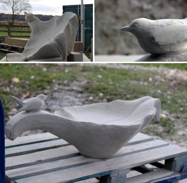 shaping and sanding the Leaf Birdbath