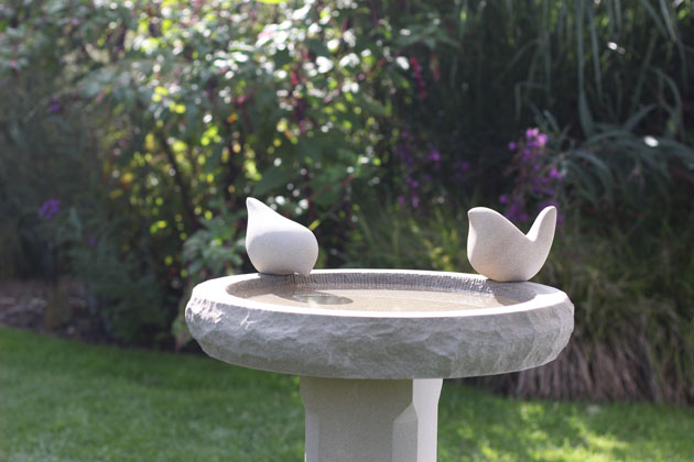 Natural stone birdbath