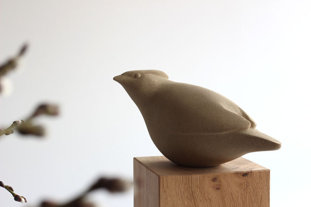 Waxwing bird sculpture