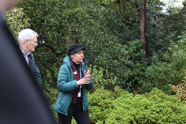 Planting explained by Sue Wood at the New Zealand Garden re-opening ceremony