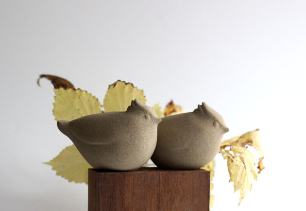 A pair of Crested Tits sculpture