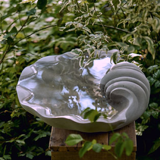 natural stone garden feature - birdbath