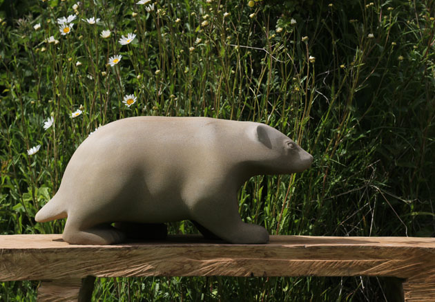 Badger sculpture in stone