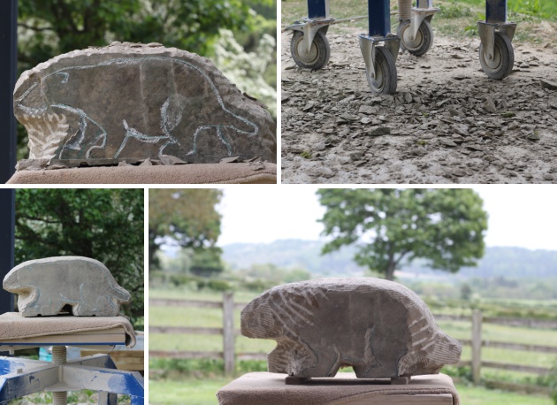 Badger carving for Pensychnant exhibition