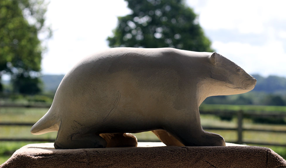Badger stone being carved